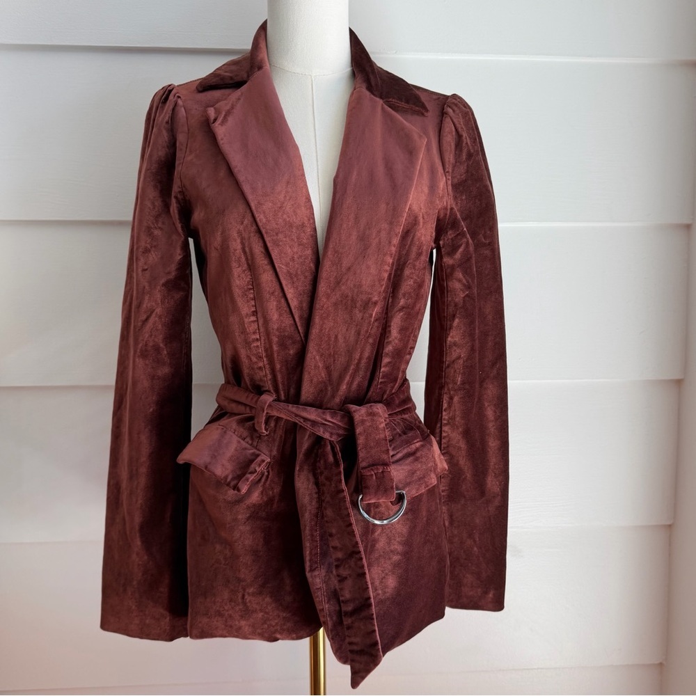 Paige Sorrenti Velvet Belted Blazer Old Rose size S